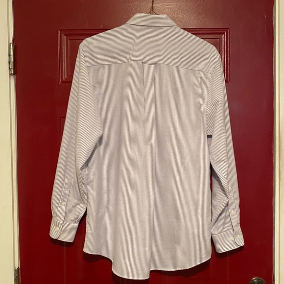 Men’s Saddlebred Wrinkle Free Button Down Shirt White/Purple Pinstripe - Picture 4 of 9